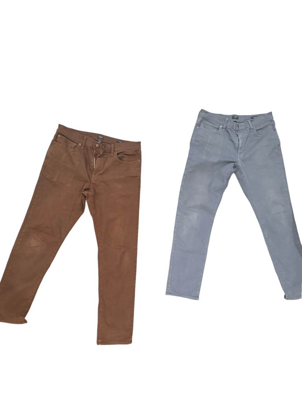 J. Crew Men's Slim Straight bundle big 2 Jeans in Brown and Light Gray